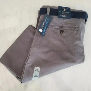 US Polo Assn Slim Straight Active Stretch Men's Chino Pants W34 x L34 Brown